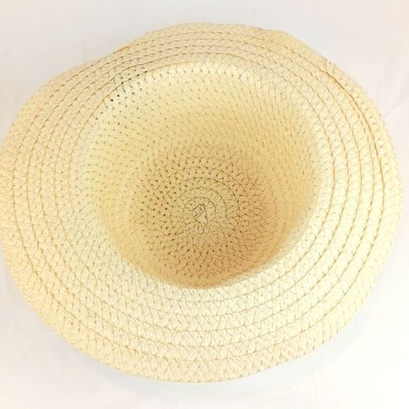 Boho cream sun hat with black/white braid and black pom pom - Picture 5 of 6